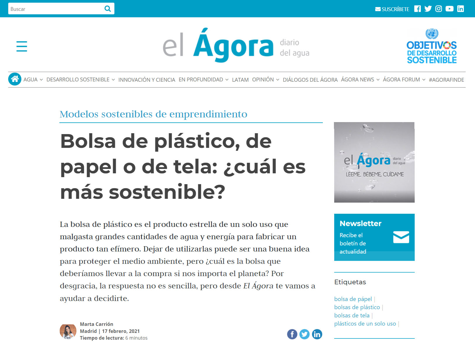 Aparición BOLSETA en El Ágora Diario digital