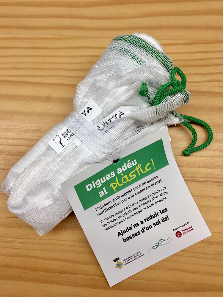 Pack de BOLSETA bolsas reutilizables para el Ajuntament de Santa Coloma de Cervelló en su campaña "Digues adéu al plàstic"