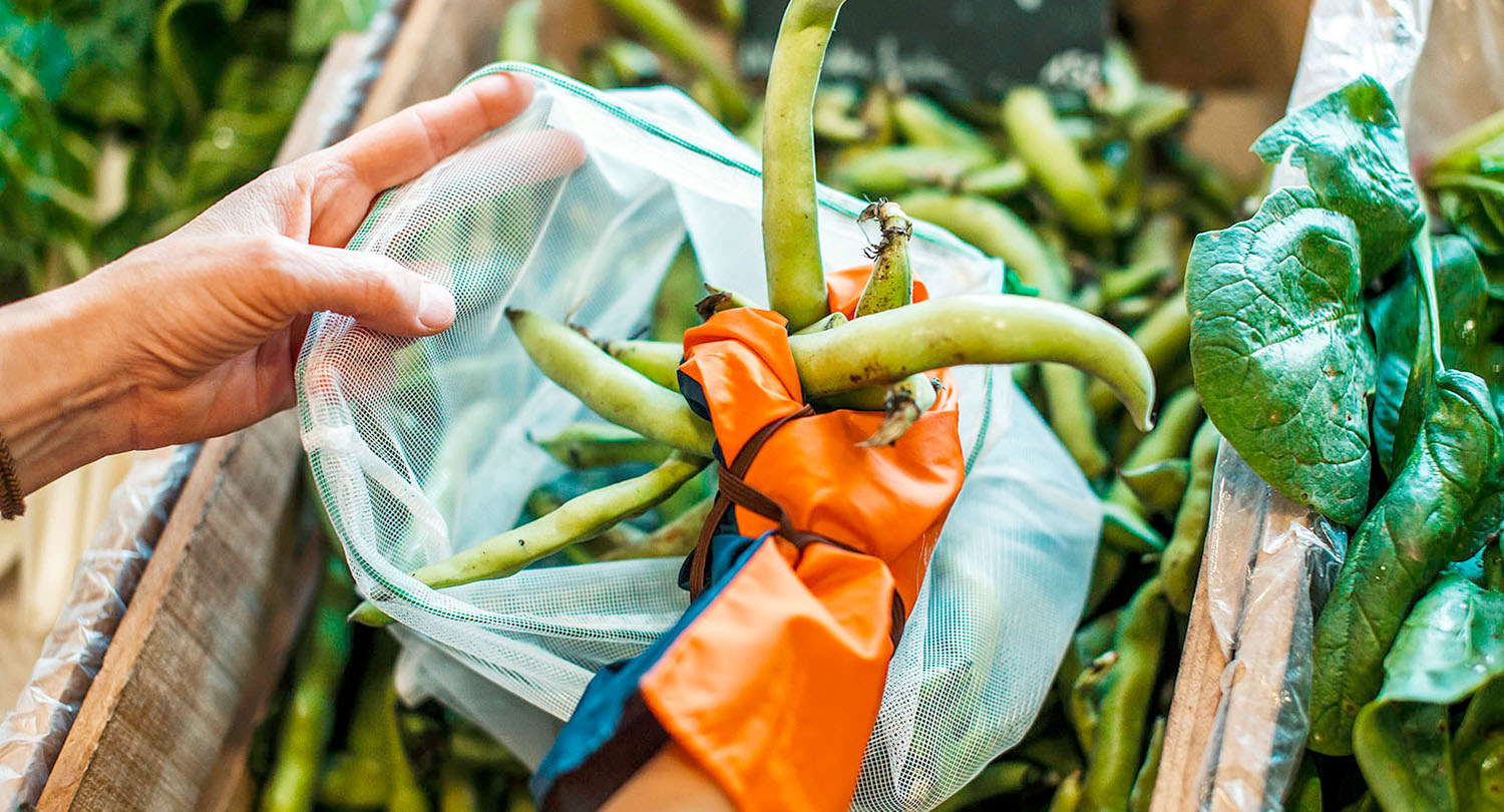 BOLSETA bolsas reutilizables para la compra, resistentes y ligeras y Manoplas reutilizables de economía circular